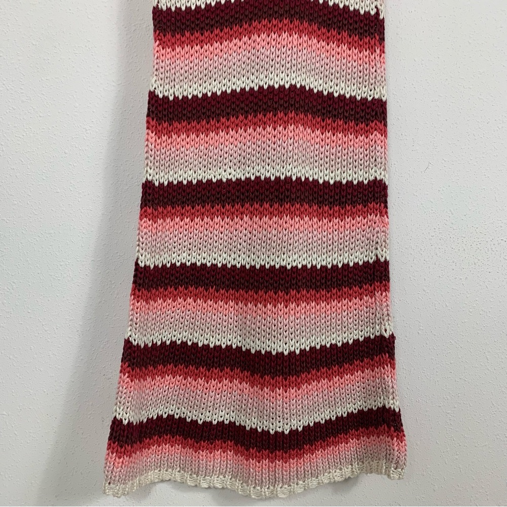ZARA Striped Knit Midi Dress Red Pink Combo Limited Edition Sz Small - Picture 7 of 13